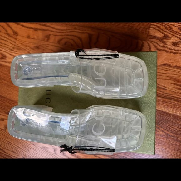 NIB Gucci Transparent Clear Jelly Platform Slide Sandals Sz 38 - Picture 2 of 6